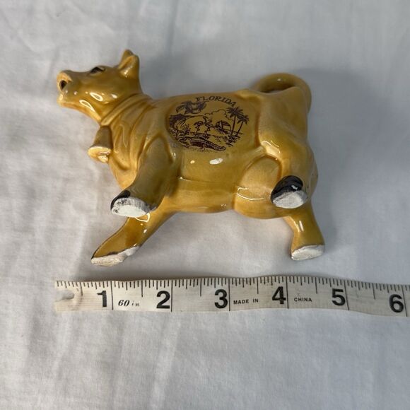 Vintage Florida Souvenir Figure‎ Cow Shaped Creamer Souvenir Tourist 1950's - Picture 6 of 7